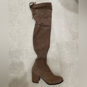 Stuart Weitzman Taupe Tieland Over the Knee Boot